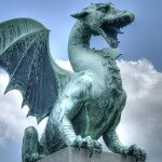 Dragon statue in downtown Ljubljana, Slovenia